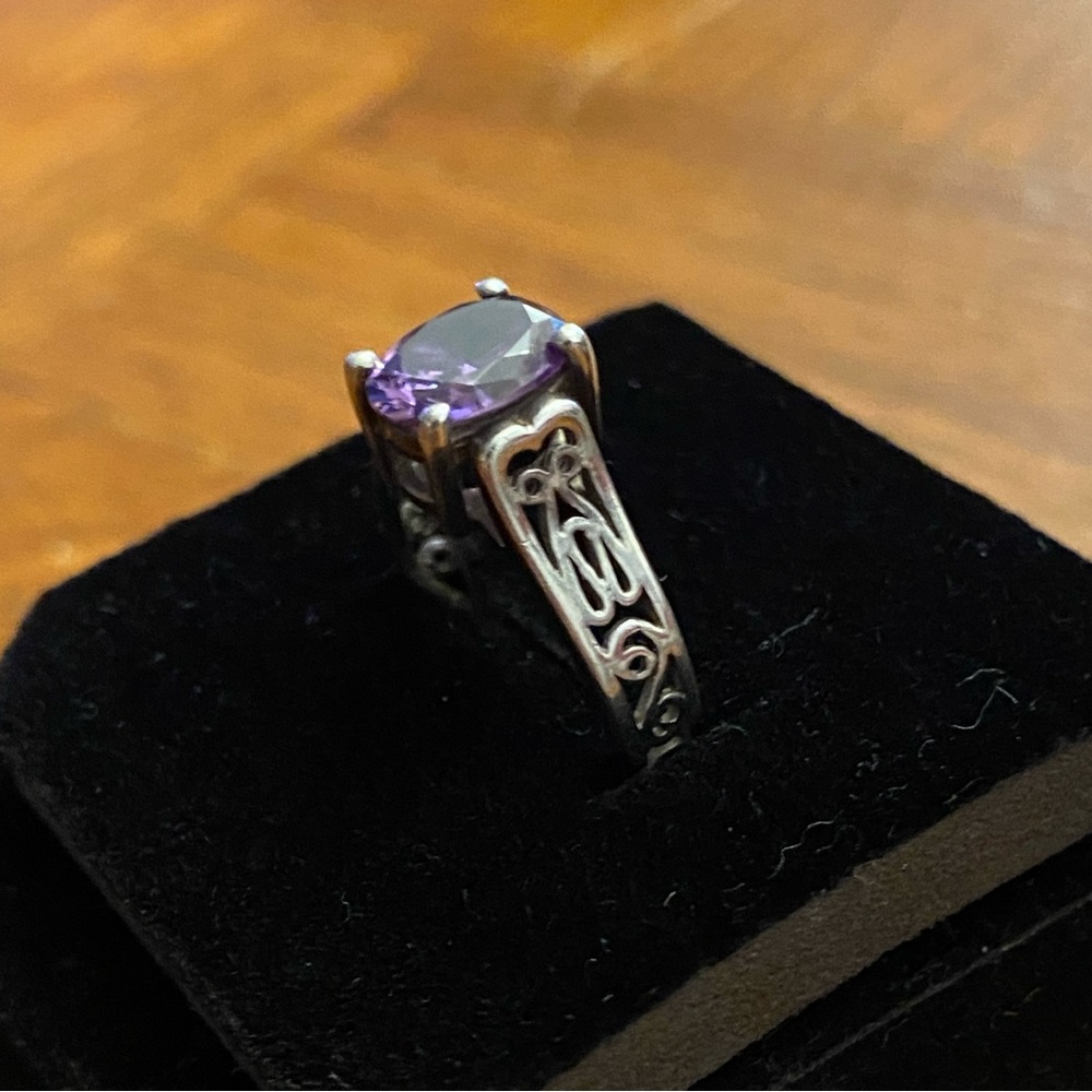 Vintage Amethyst CZ & sterling engagement ring